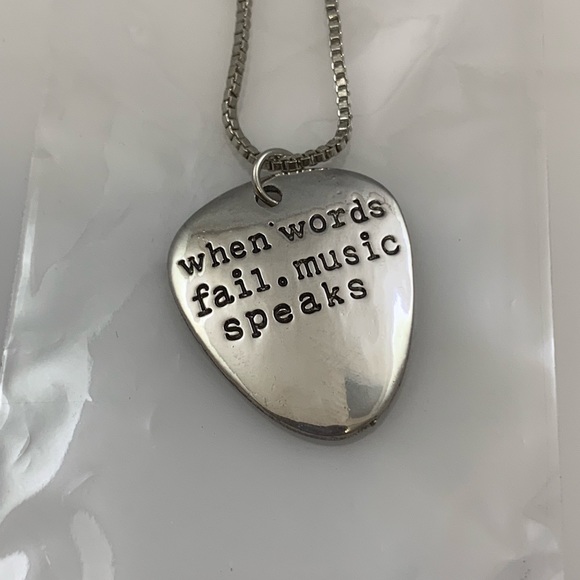 Other - Guitar Pic Necklace When Words Fail Music Speaks